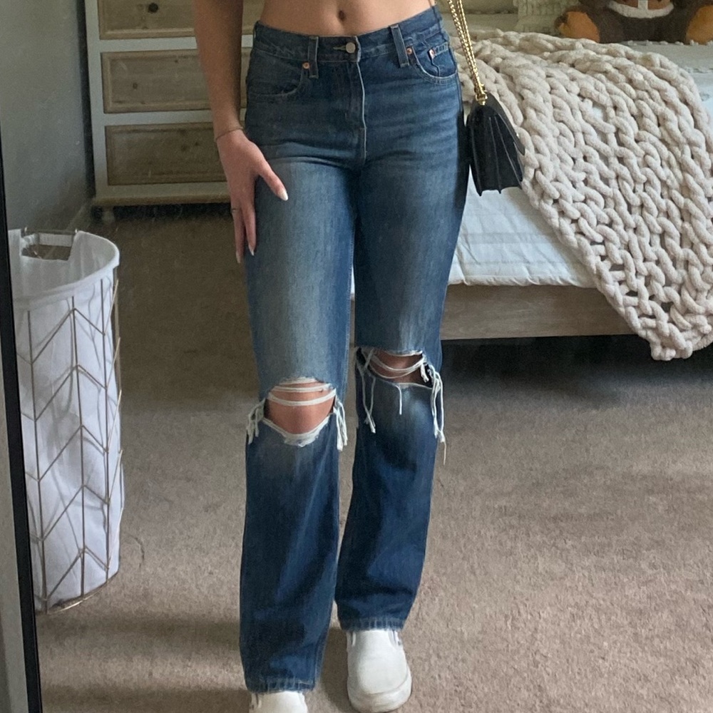 Levi's Distressed Blue Straight Leg Jeans